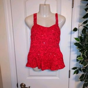 Women's junior tank top party style squin red